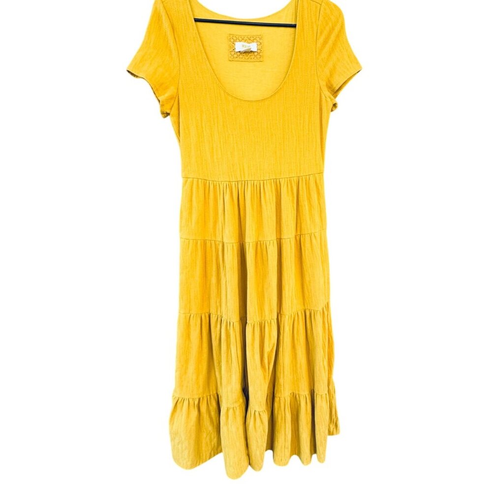 Maeve By Anthropologie Dress Size Small Yellow Tiered Maxi